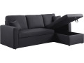 Convertible corner sofa "Alain" with storage space - 221 x 145 x 85 cm - 3 seater-sofa - Chestnut brown - Black