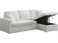 Convertible corner sofa "Alain" with storage space - 221 x 145 x 85 cm - 3 seater-sofa - Chestnut brown - White Loop