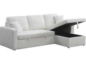 Alain convertible/reversible corner sofa with storage - 3 seats - Bouclettes - White