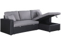 Convertible corner sofa "Alain" with storage space - 221 x 145 x 85 cm - 3 seater-sofa - Chestnut brown - Grey / Black
