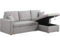 Convertible corner sofa "Alain" with storage space - 221 x 145 x 85 cm - 3 seater-sofa - Chestnut brown - Grey