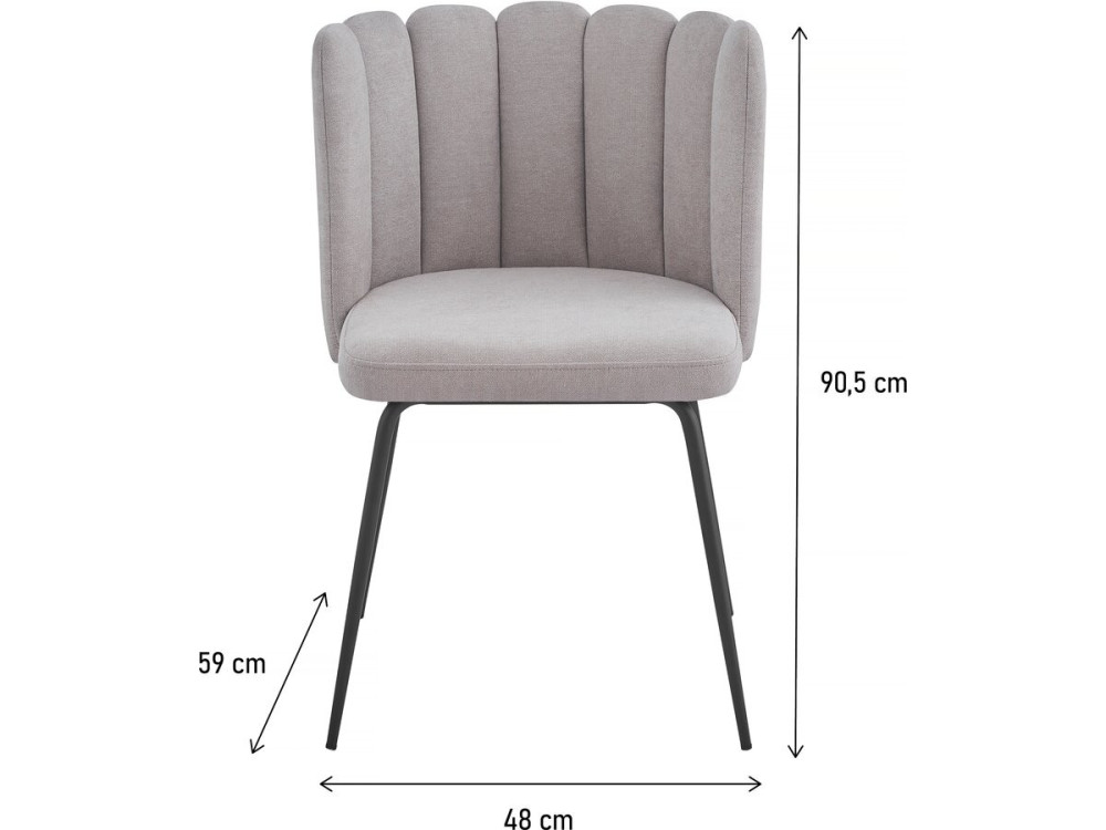 Set of 2 "Anja" Fabric Chairs - Gray
