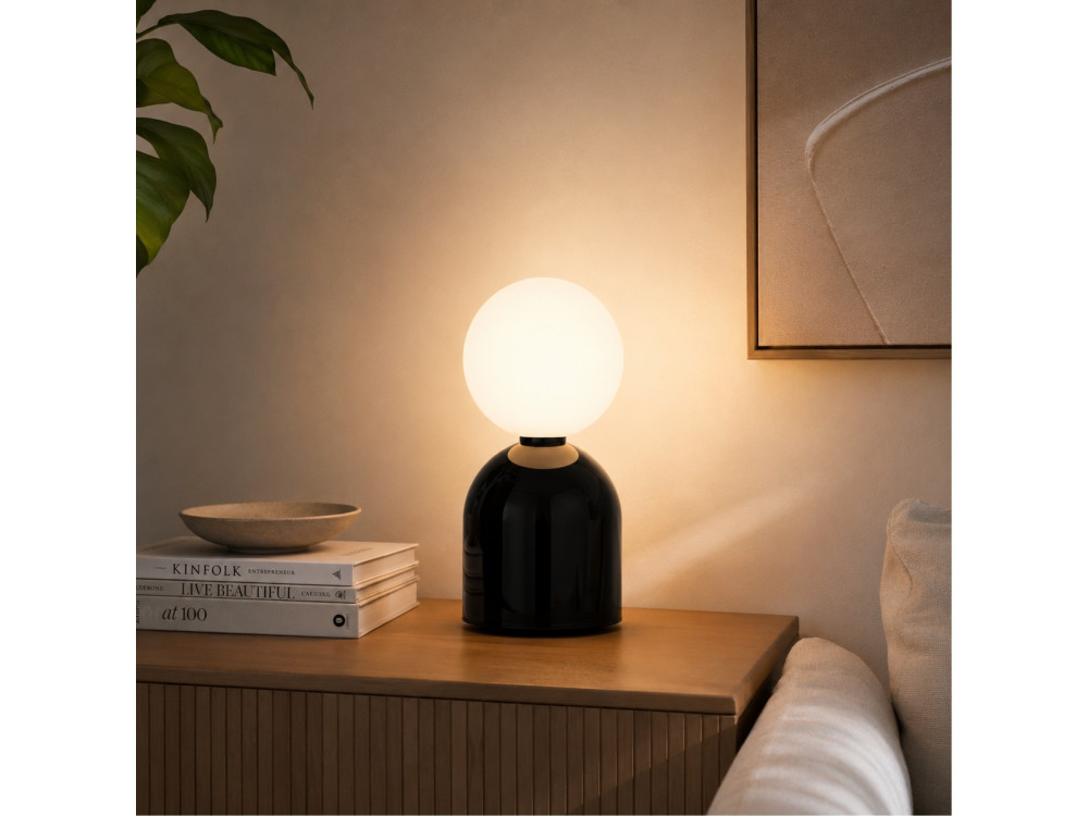 "Pupa" Metal Table Lamp - 14 x 14 x 25 cm - Black