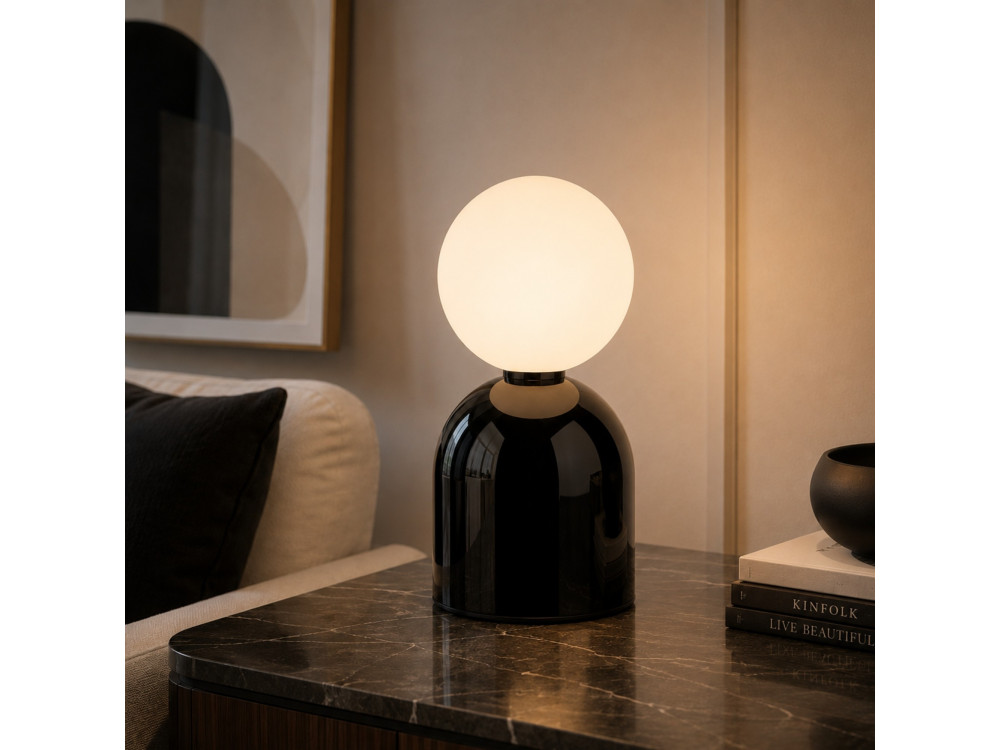 "Pupa" Metal Table Lamp - 14 x 14 x 25 cm - Black
