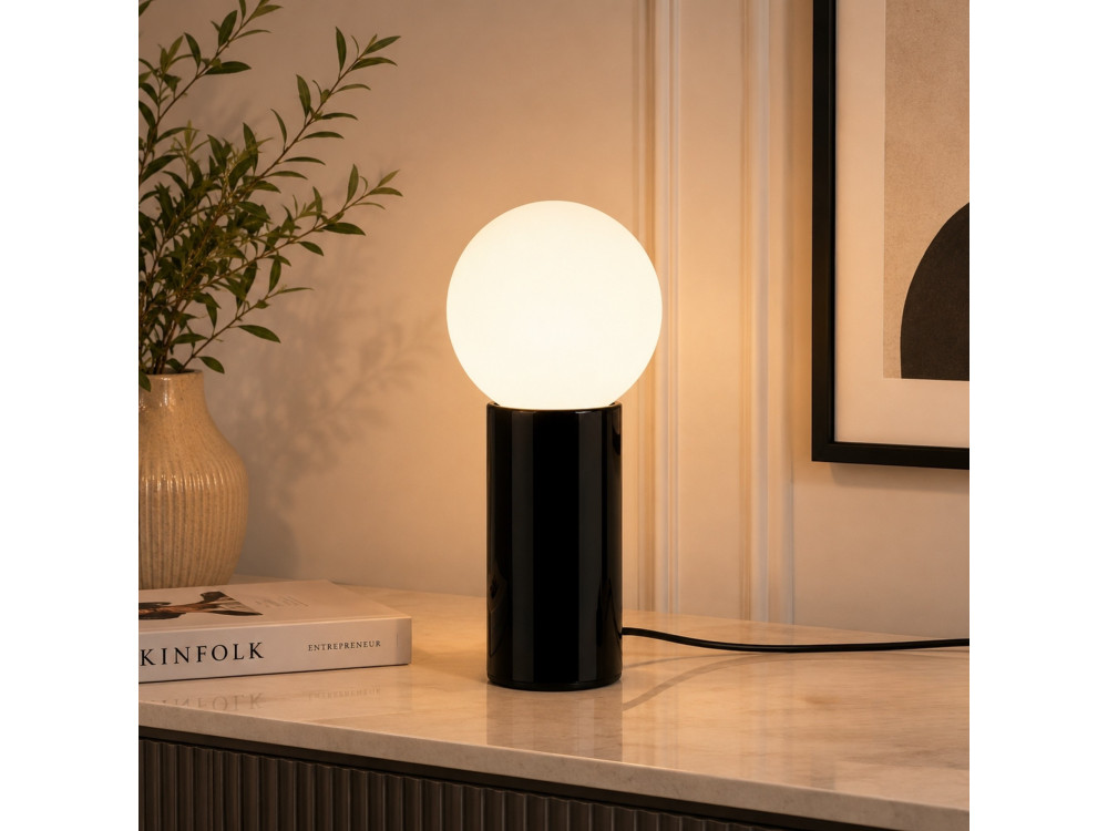 "Polo" Metal Table Lamp - 15 x 15 x 35 cm - Black
