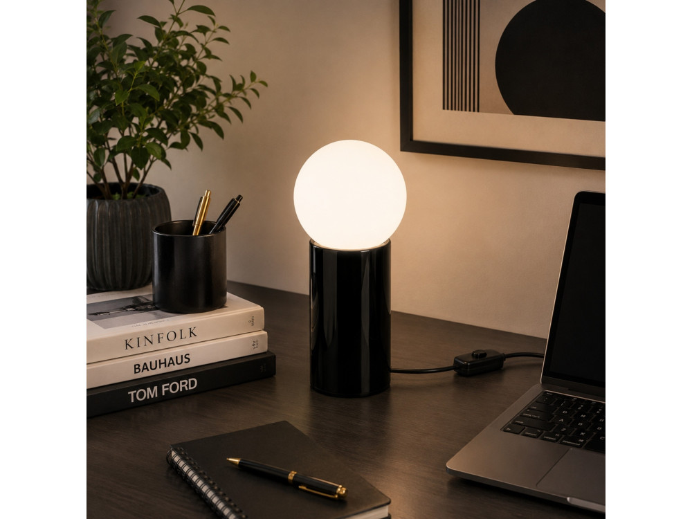 "Polo" Metal Table Lamp - 15 x 15 x 35 cm - Black