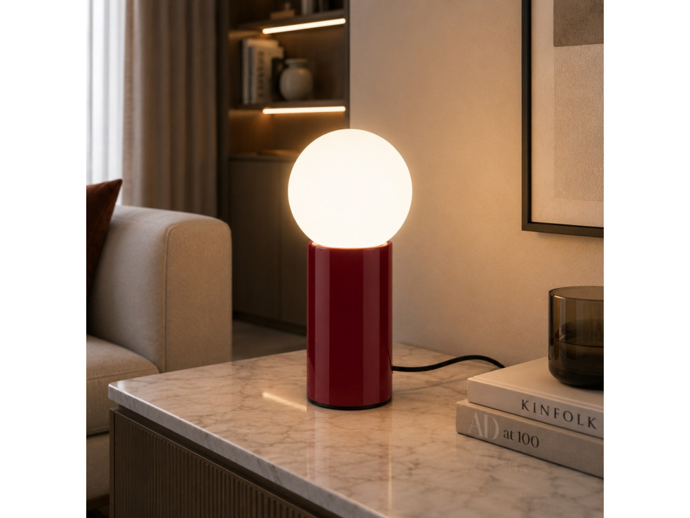"Polo" Metal Table Lamp - 15 x 15 x 35 cm - Red