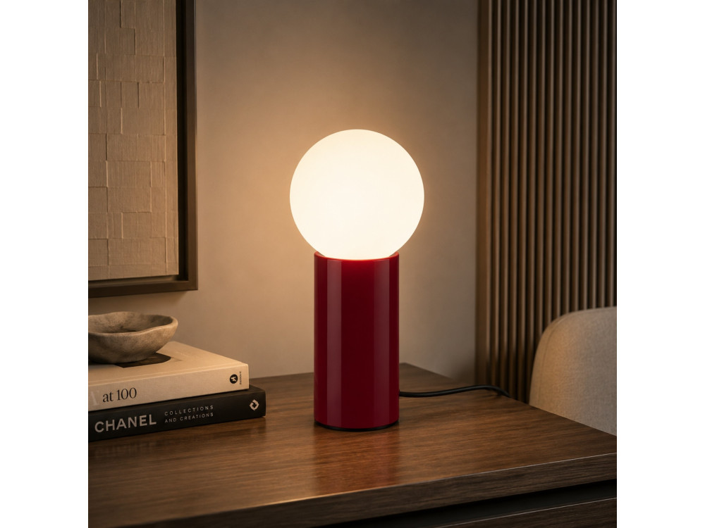 "Polo" Metal Table Lamp - 15 x 15 x 35 cm - Red