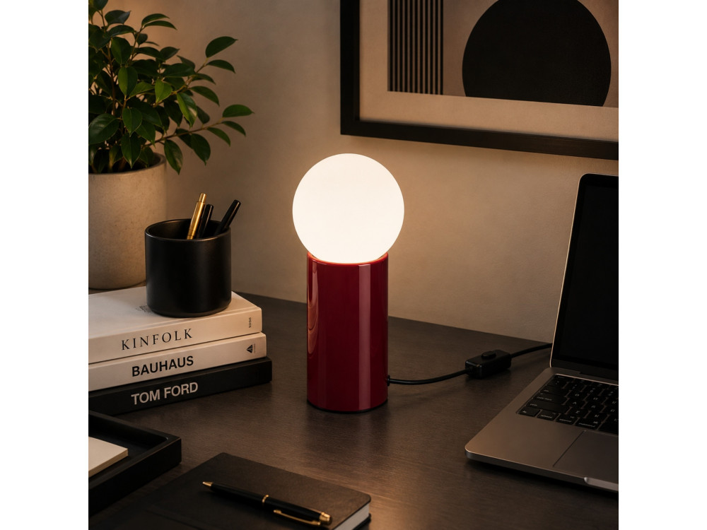 "Polo" Metal Table Lamp - 15 x 15 x 35 cm - Red