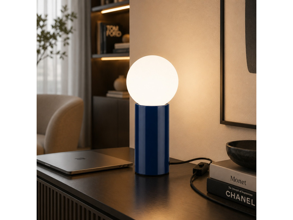 "Polo" Metal Table Lamp - 15 x 15 x 35 cm - Blue