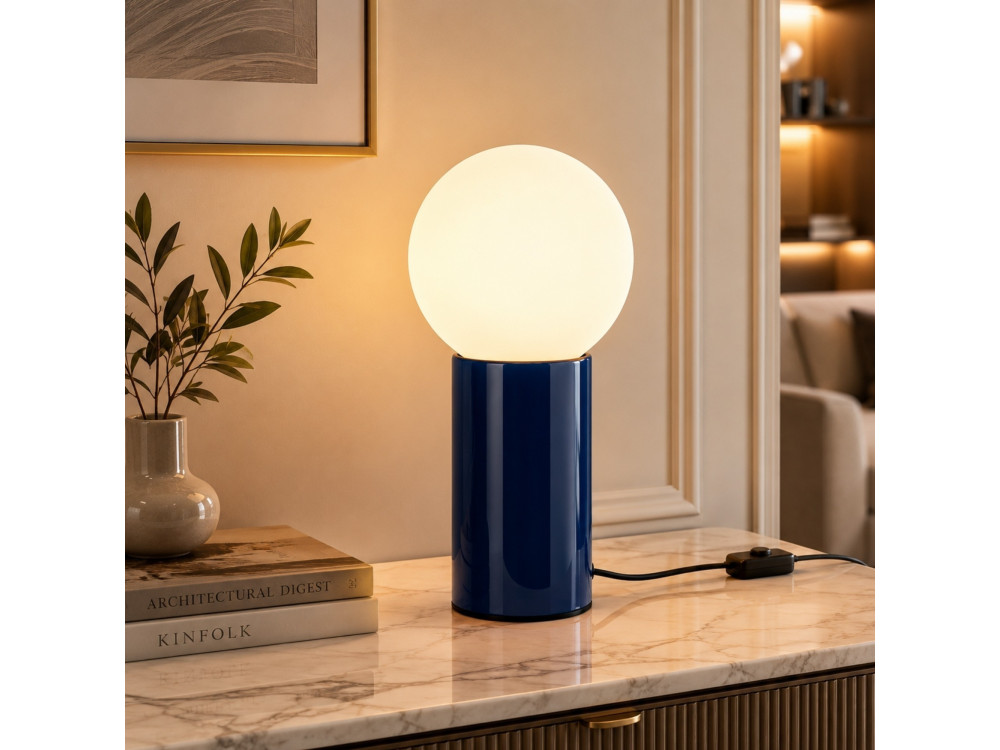 "Polo" Metal Table Lamp - 15 x 15 x 35 cm - Blue