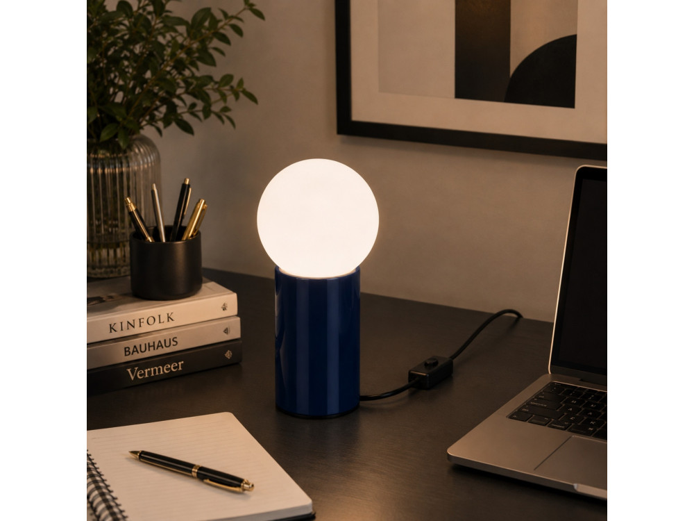 "Polo" Metal Table Lamp - 15 x 15 x 35 cm - Blue