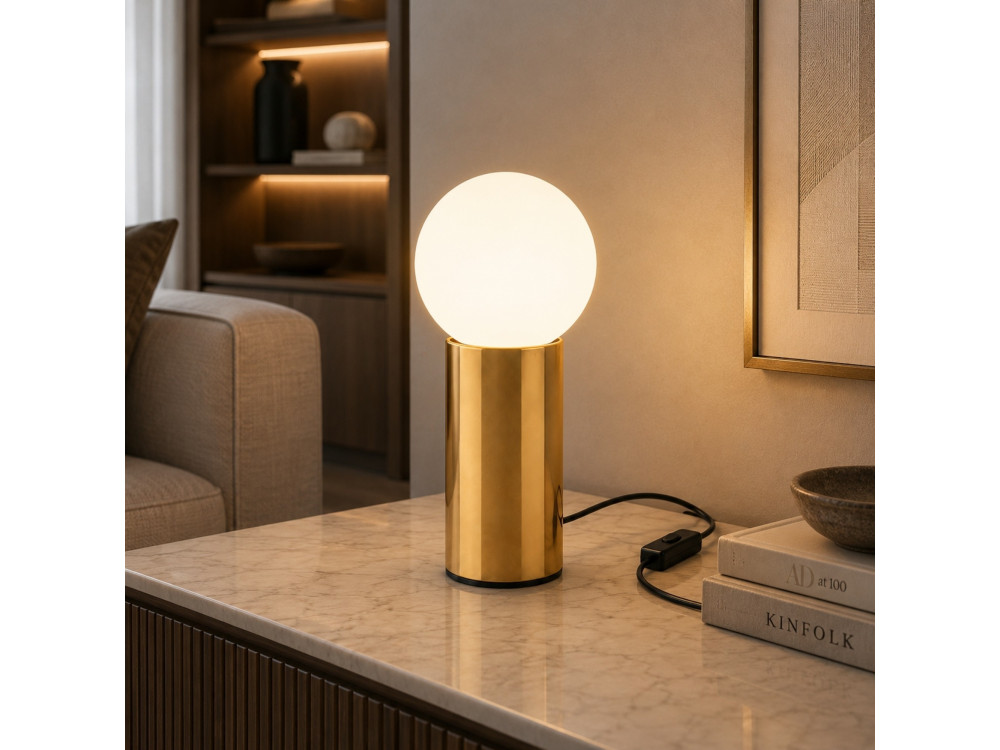 "Polo" Metal Table Lamp - 15 x 15 x 35 cm - Yellow