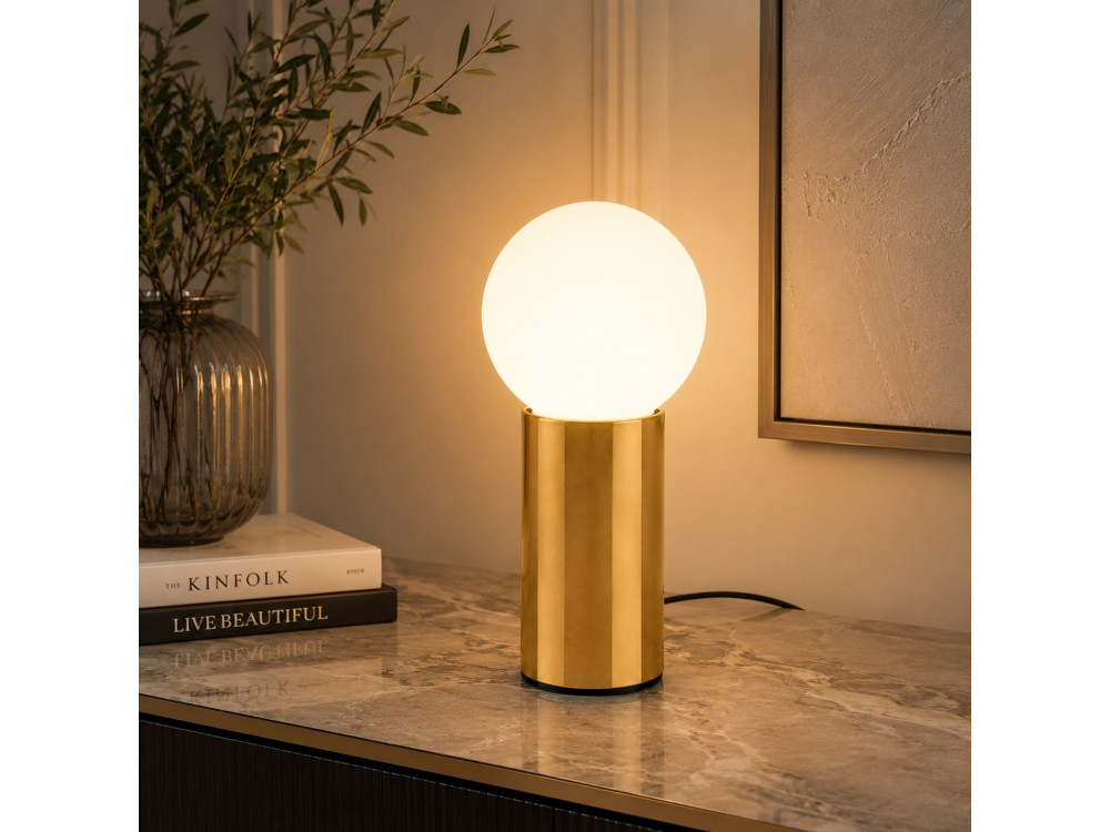 "Polo" Metal Table Lamp - 15 x 15 x 35 cm - Yellow