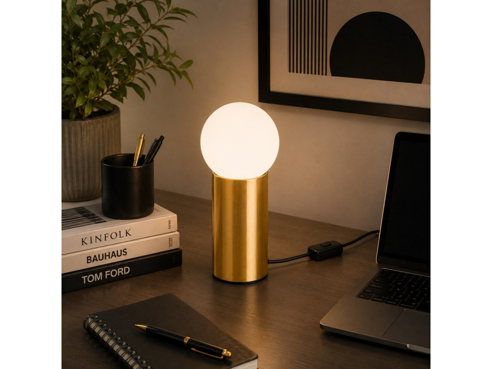 "Polo" Metal Table Lamp - 15 x 15 x 35 cm - Yellow