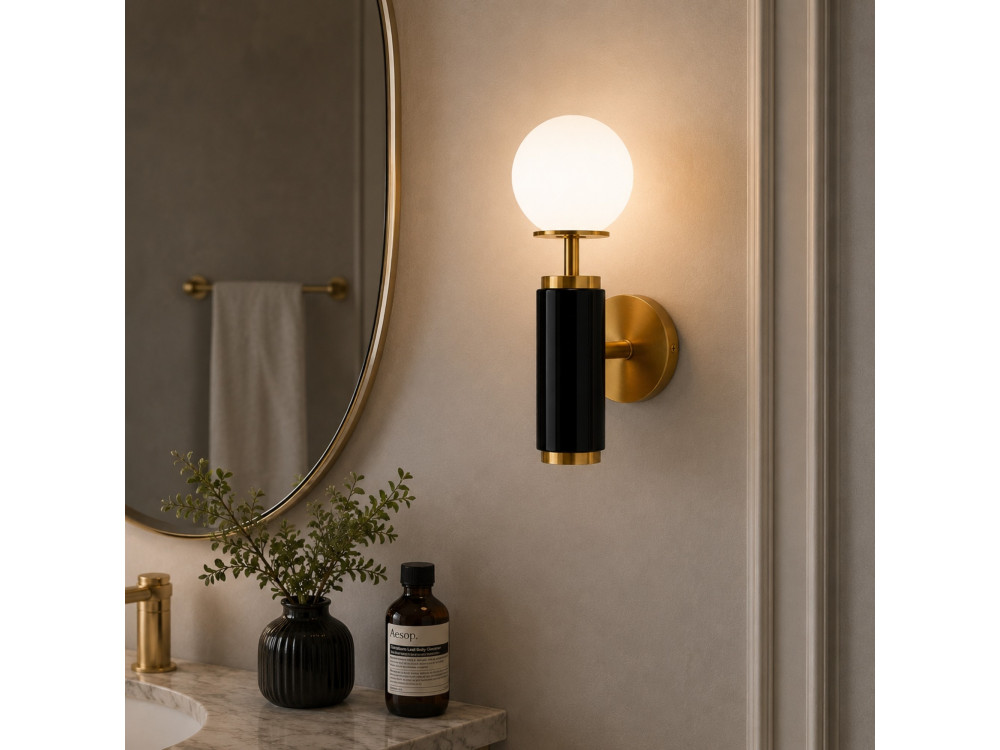 "Moira" Metal Wall Sconce - 15 x 17 x 37 cm - Black