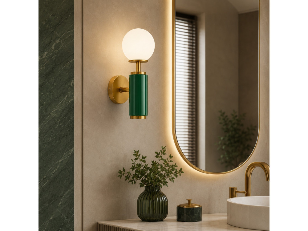"Moira" Metal Wall Sconce - 15 x 17 x 37 cm - Green