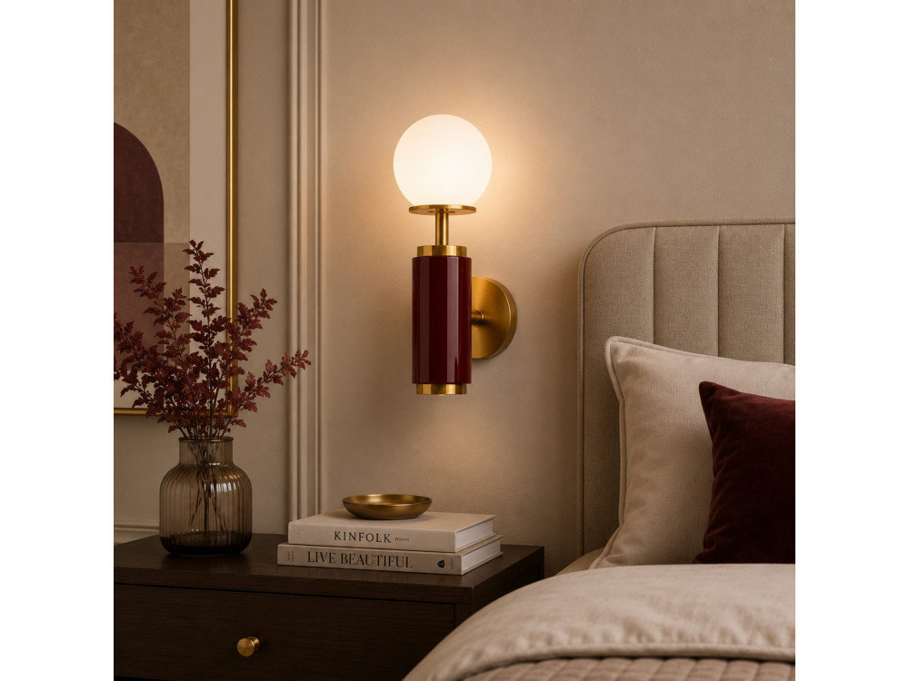 "Moira" Metal Wall Sconce - 15 x 17 x 37 cm - Red