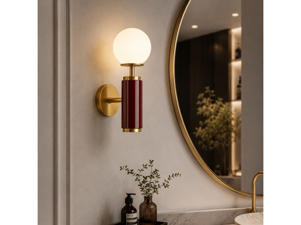 "Moira" Metal Wall Sconce - 15 x 17 x 37 cm - Red