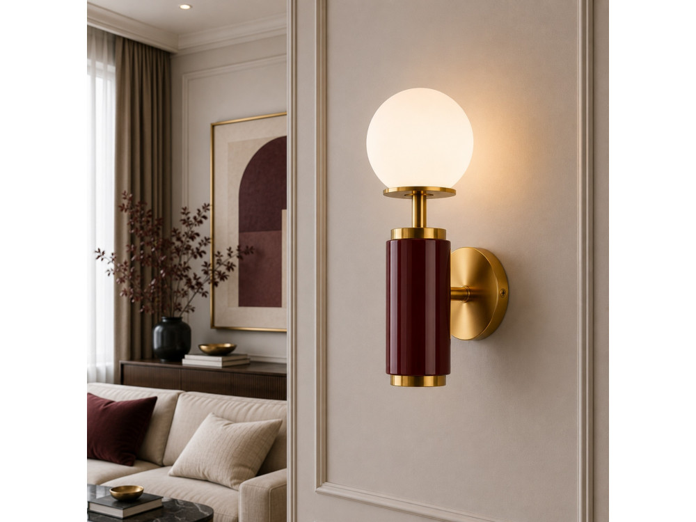 "Moira" Metal Wall Sconce - 15 x 17 x 37 cm - Red