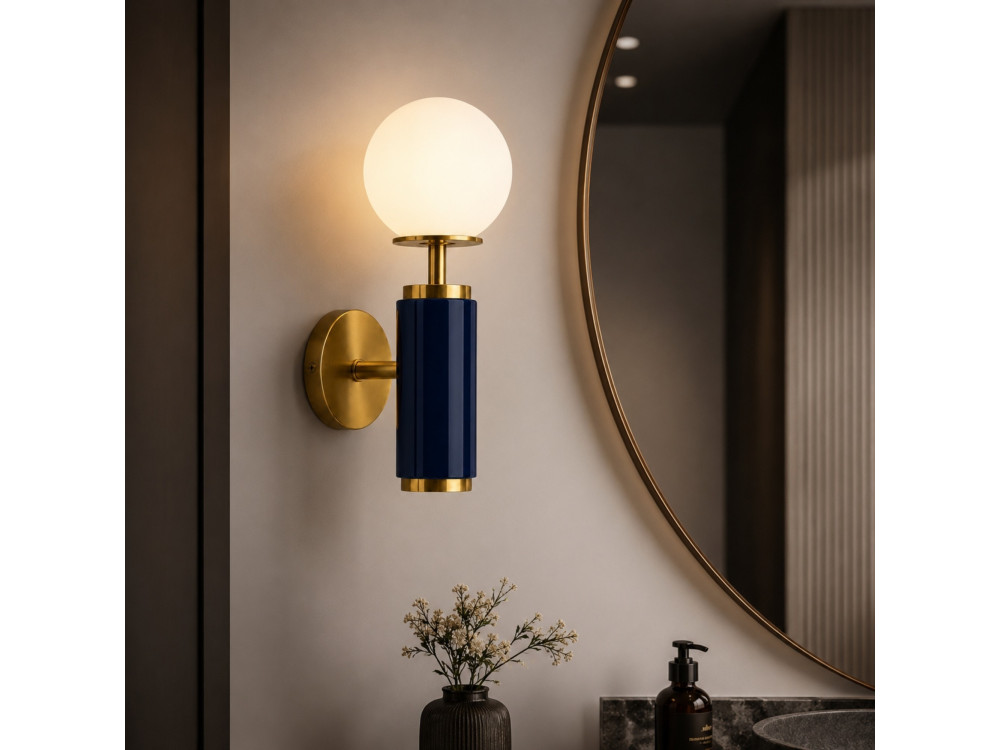 "Moira" Metal Wall Sconce - 15 x 17 x 37 cm - Blue