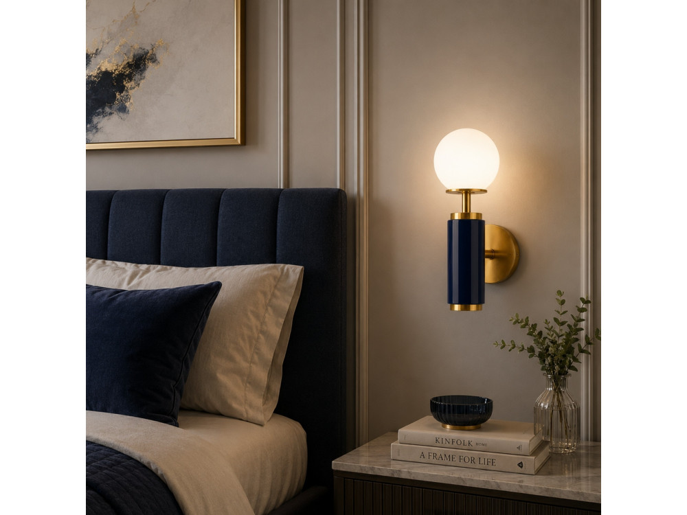 "Moira" Metal Wall Sconce - 15 x 17 x 37 cm - Blue