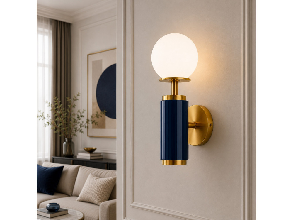 "Moira" Metal Wall Sconce - 15 x 17 x 37 cm - Blue