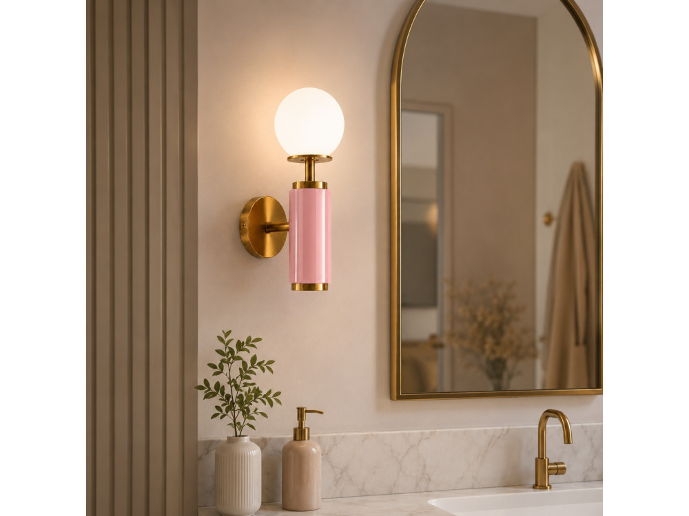 "Moira" Metal Wall Sconce - 15 x 17 x 37 cm - Pink