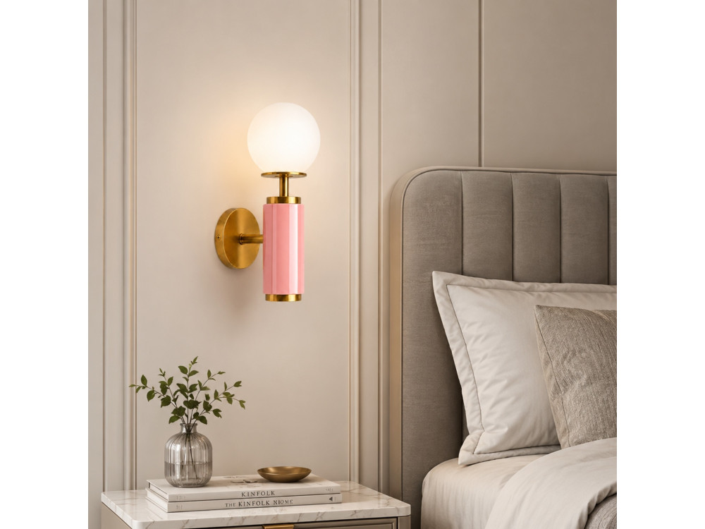 "Moira" Metal Wall Sconce - 15 x 17 x 37 cm - Pink