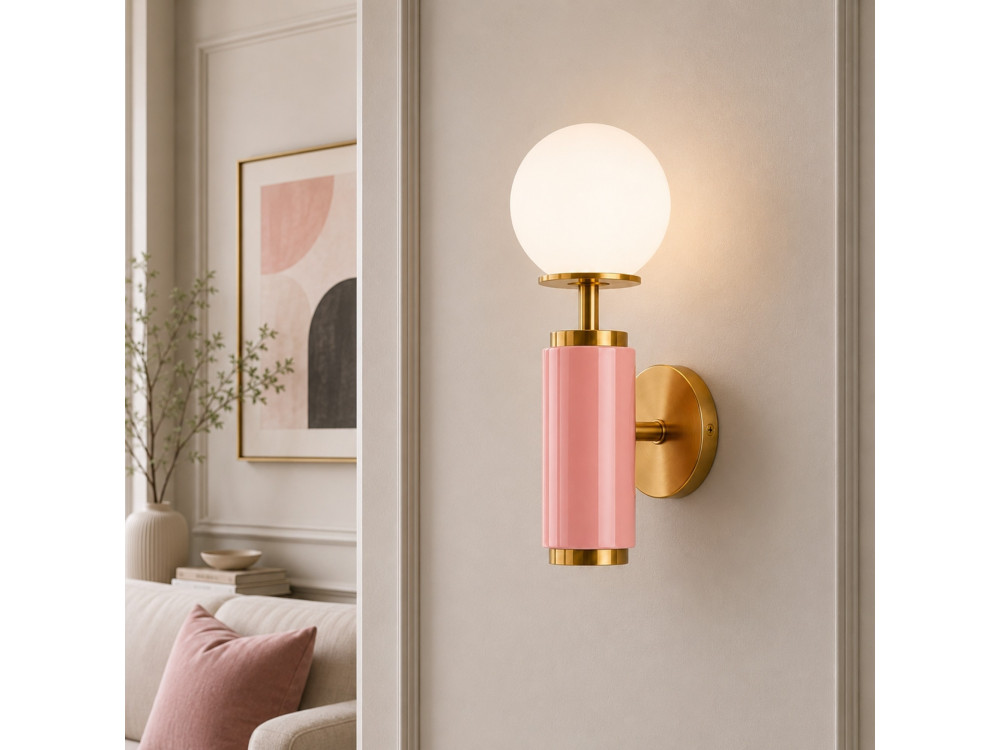 "Moira" Metal Wall Sconce - 15 x 17 x 37 cm - Pink