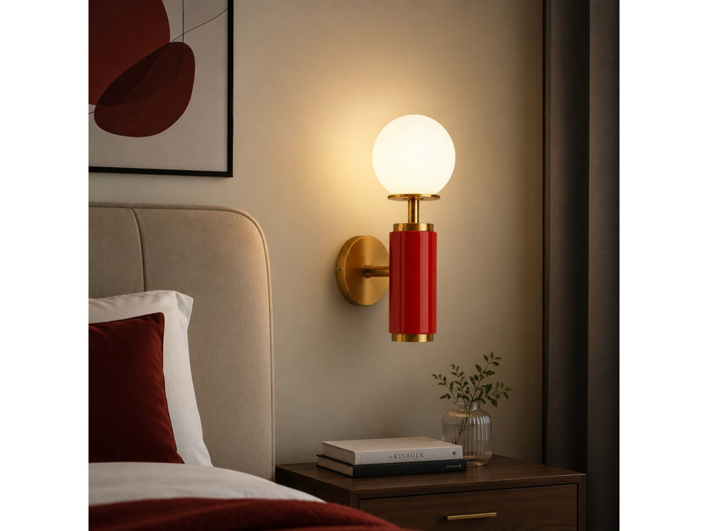 "Moira" Metal Wall Sconce - 15 x 17 x 37 cm - Red