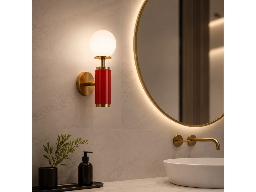 "Moira" Metal Wall Sconce - 15 x 17 x 37 cm - Red