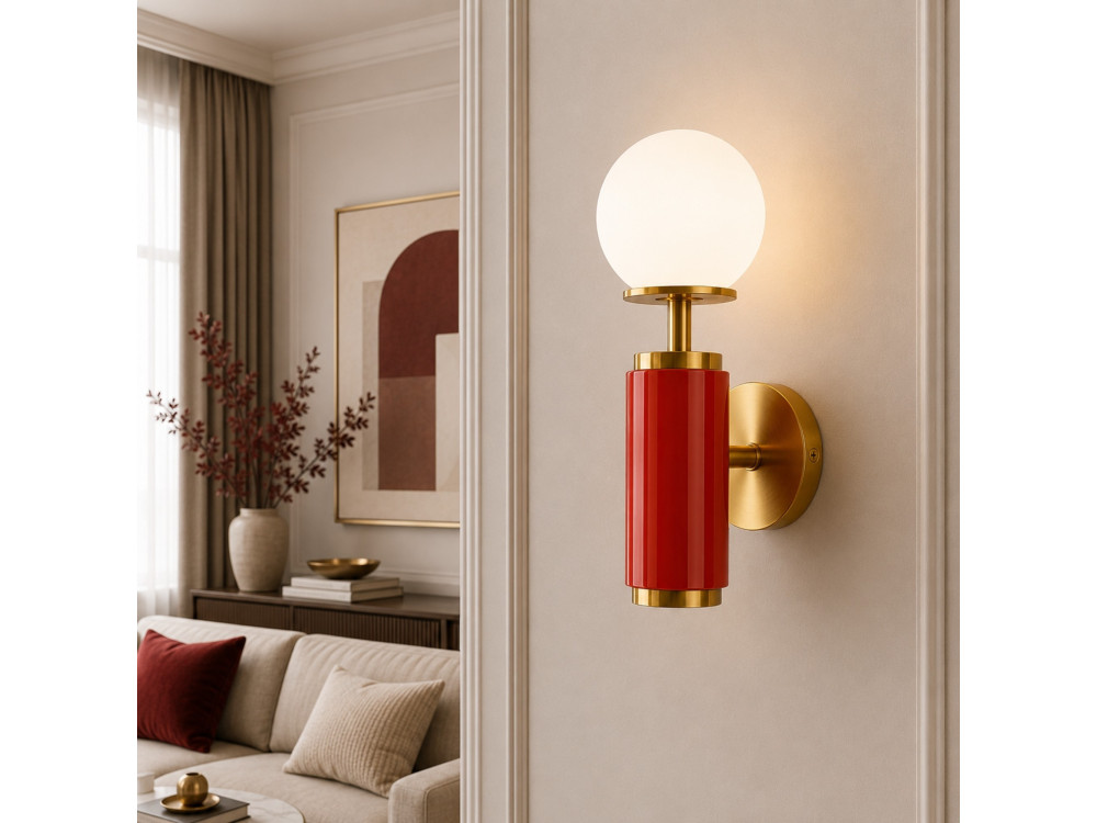 "Moira" Metal Wall Sconce - 15 x 17 x 37 cm - Red