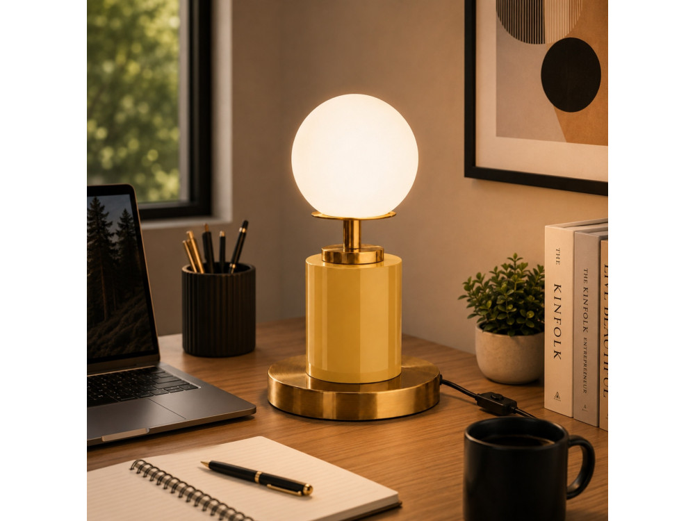 "Moira" Metal Table Lamp - 17 x 17 x 34 cm - Yellow