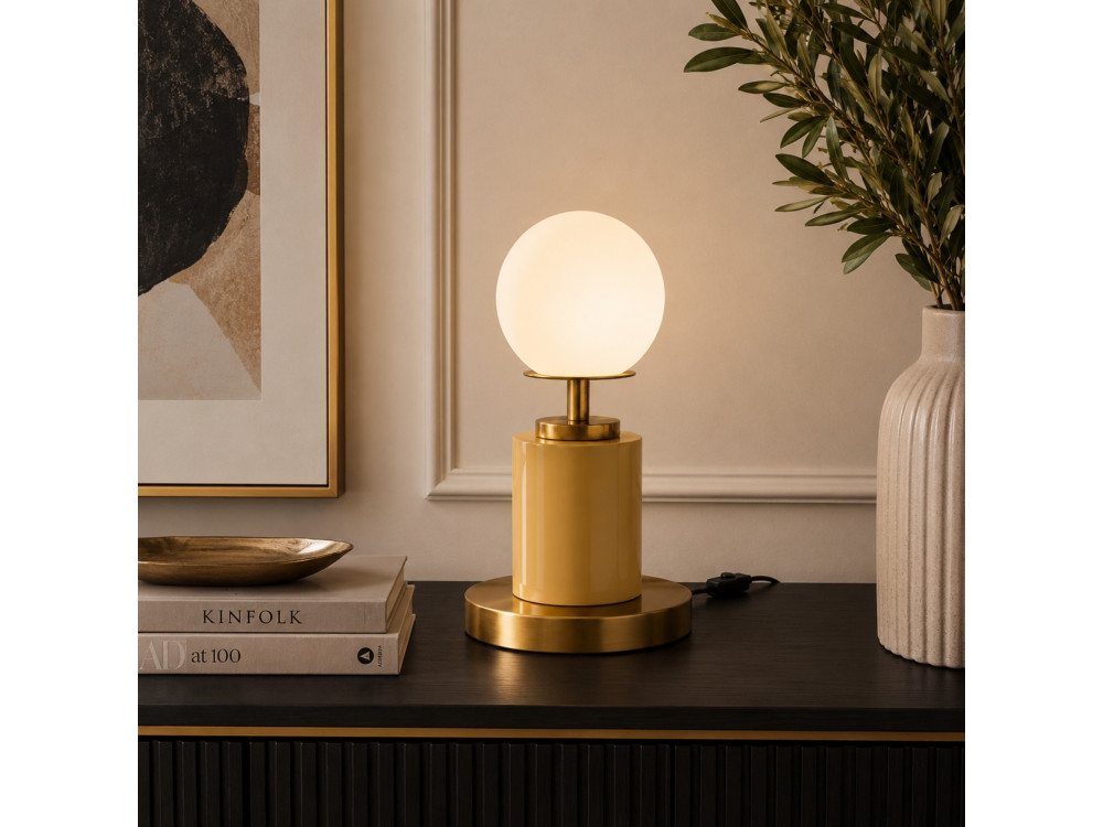 "Moira" Metal Table Lamp - 17 x 17 x 34 cm - Yellow