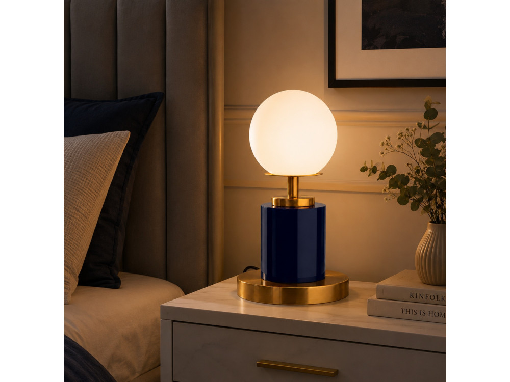 "Moira" Metal Table Lamp - 17 x 17 x 34 cm - Blue