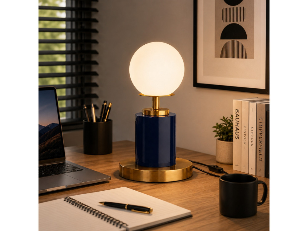"Moira" Metal Table Lamp - 17 x 17 x 34 cm - Blue