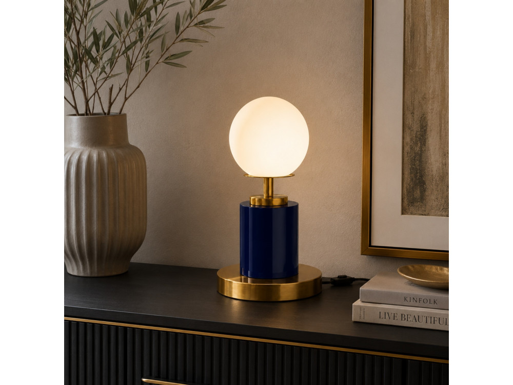"Moira" Metal Table Lamp - 17 x 17 x 34 cm - Blue