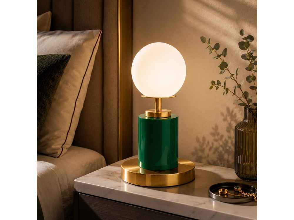 "Moira" Metal Table Lamp - 17 x 17 x 34 cm - Green