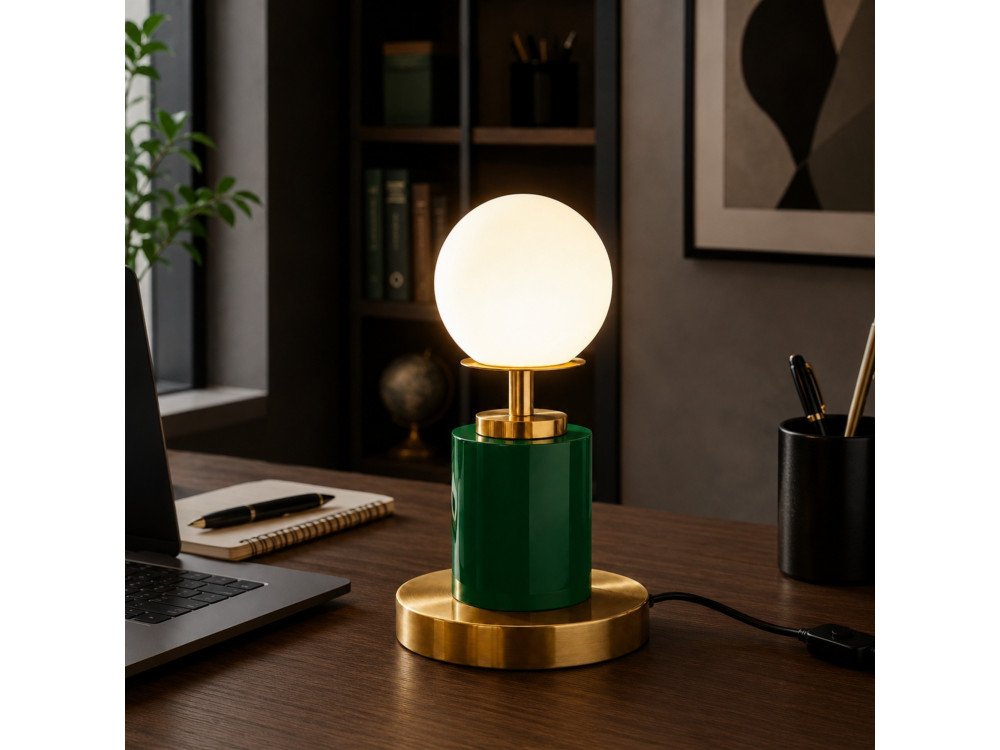 "Moira" Metal Table Lamp - 17 x 17 x 34 cm - Green