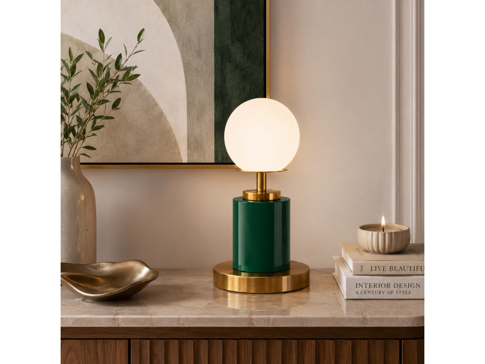 "Moira" Metal Table Lamp - 17 x 17 x 34 cm - Green