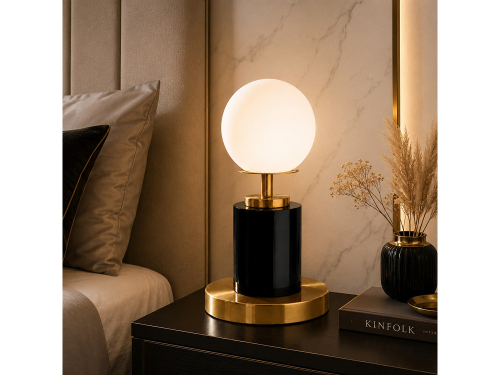 "Moira" Metal Table Lamp - 17 x 17 x 34 cm - Black