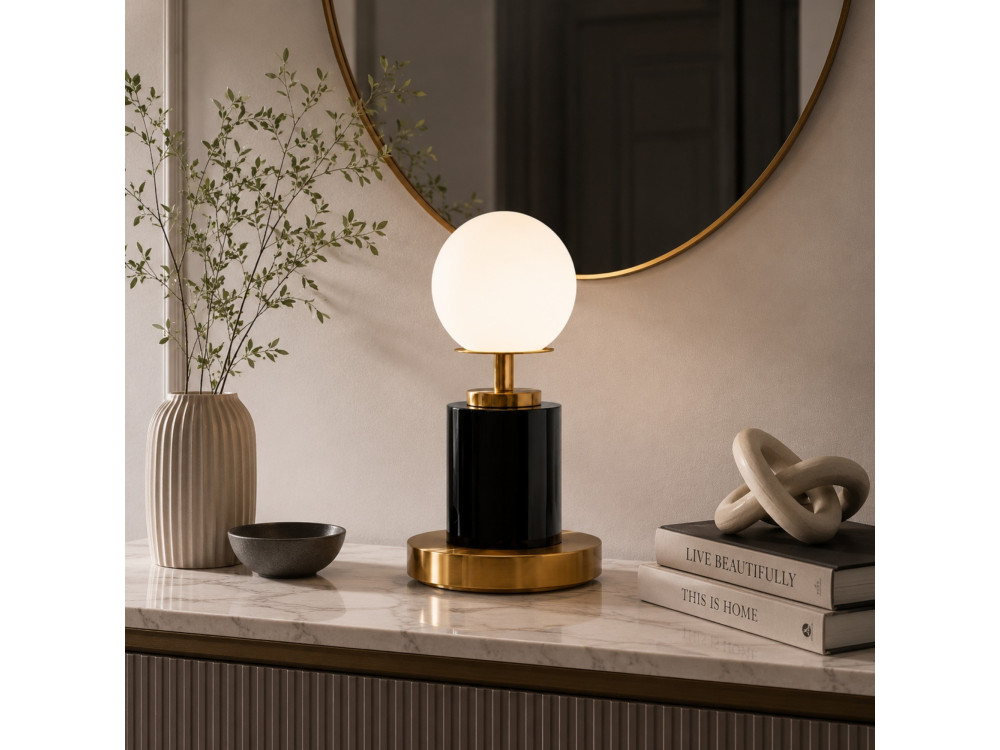 "Moira" Metal Table Lamp - 17 x 17 x 34 cm - Black