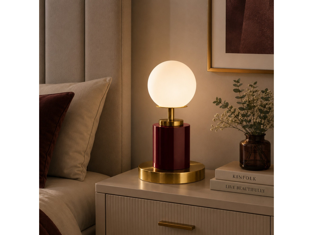 "Moira" Metal Table Lamp - 17 x 17 x 34 cm - Red