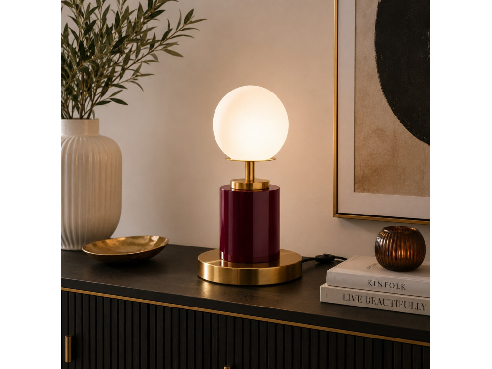 "Moira" Metal Table Lamp - 17 x 17 x 34 cm - Red