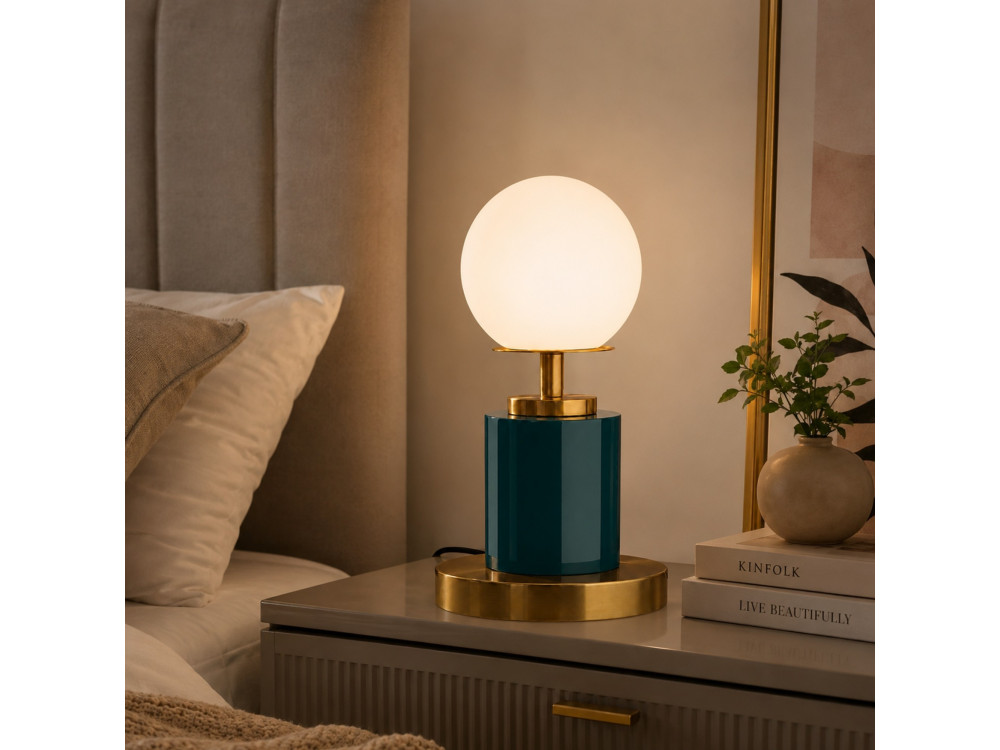 "Moira" Metal Table Lamp - 17 x 17 x 34 cm - Dark Green