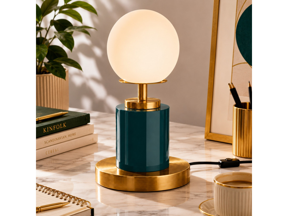 "Moira" Metal Table Lamp - 17 x 17 x 34 cm - Dark Green