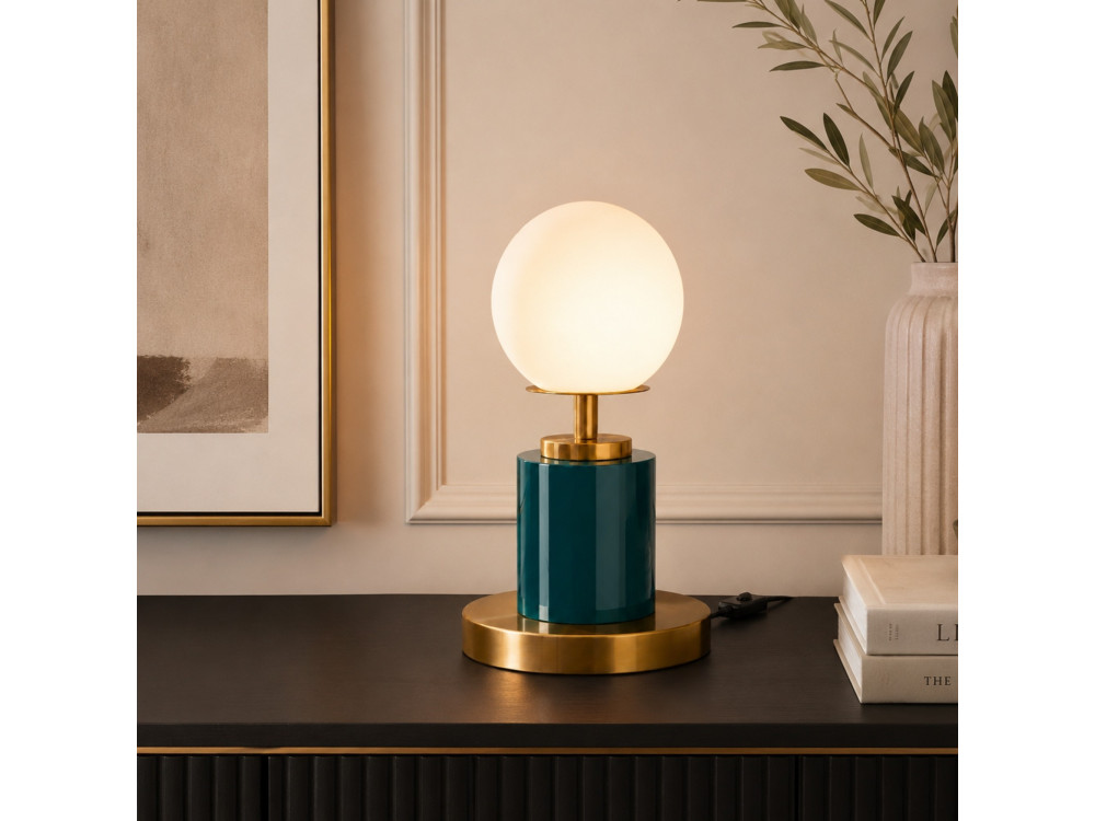 "Moira" Metal Table Lamp - 17 x 17 x 34 cm - Dark Green