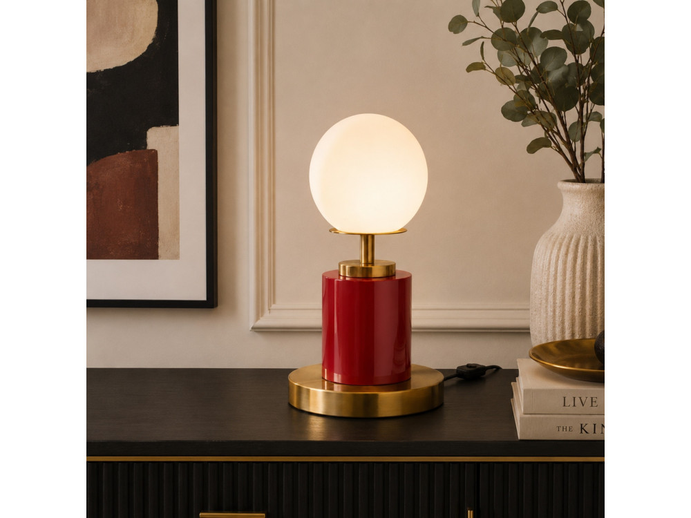 "Moira" Metal Table Lamp - 17 x 17 x 34 cm - Red