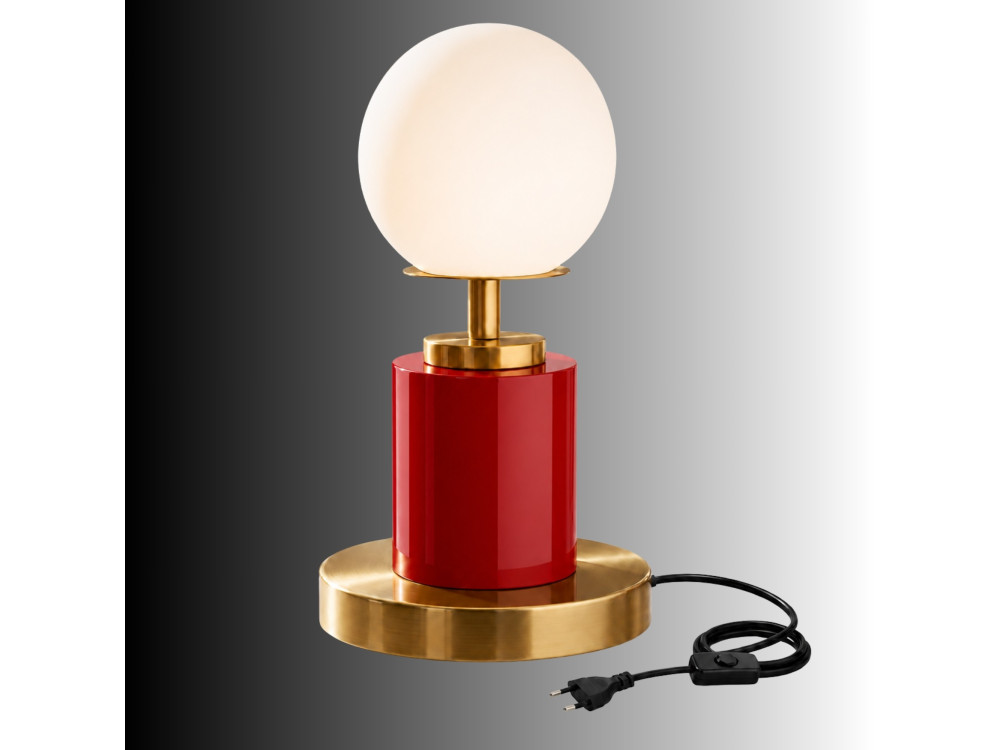 "Moira" Metal Table Lamp - 17 x 17 x 34 cm - Red